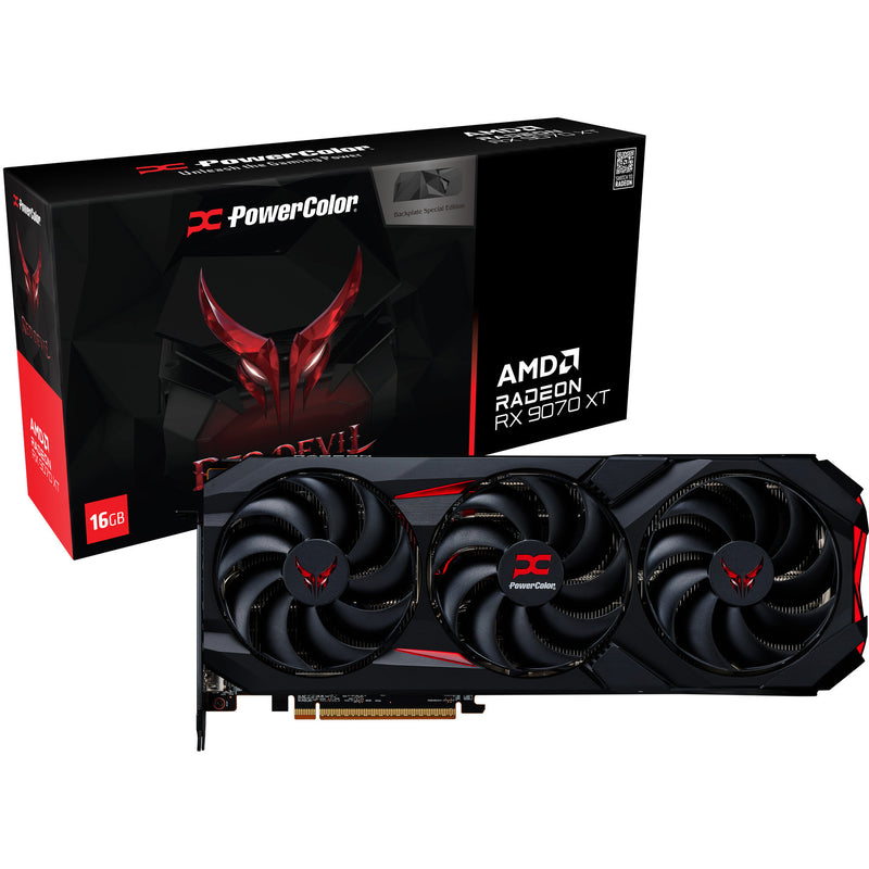 Afbeelding laden in galerijviewer, Powercolor radeon rx 9070 xt red devil 16gb oc backplate special edition grafische kaart (zwart, rdna4, gddr6, 3x displayport, 1x hdmi)
