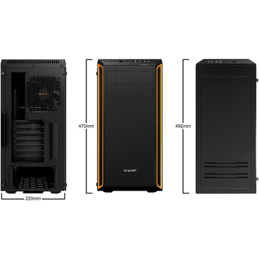 Be quiet! pure base 600 window midi tower behuizing (zwart oranje | 2x usb-a | tempered glass)