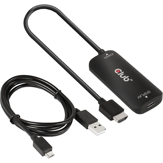 Club 3d hdmi+ micro usb naar usb-c adapter (zwart)
