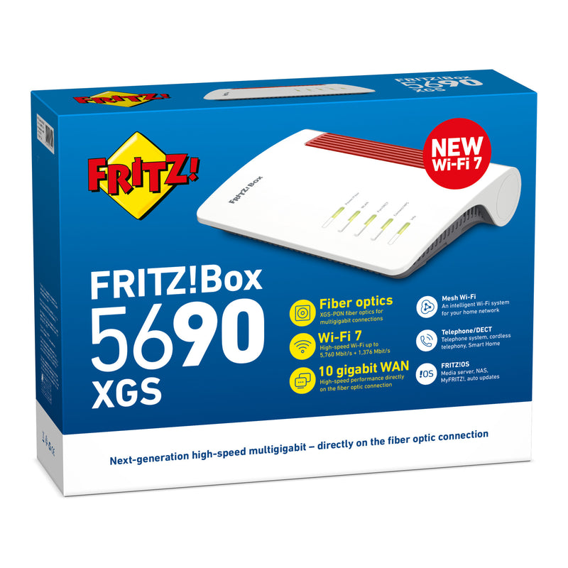 Load image into Gallery viewer, Fritz! box 5690 xgs edition international glasvezel router (wit rood, mesh wi-fi, 10 gbit s)
