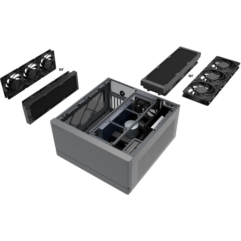 Load image into Gallery viewer, Silverstone crown 04 htpc behuizing (donkergrijs | 4x usb-a | 1x usb-c)
