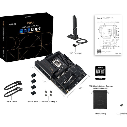 Asus proart z890-creator wifi socket 1851 moederbord (raid, 2.5gb-lan, 10gb-lan, wi-fi 7, bt, sound, atx)