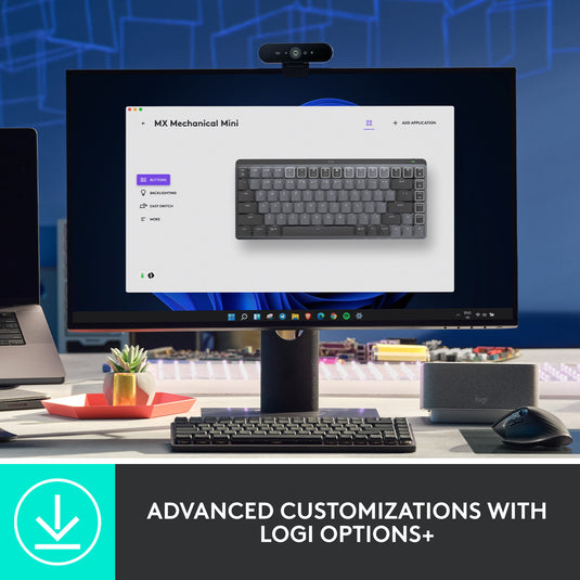 Logitech mx mechanical mini, toetsenbord (zwart grijs, us-international, gl tactile, bluetooth low energy)