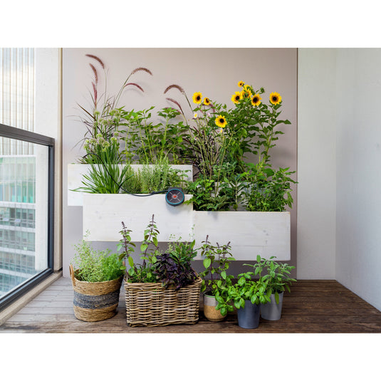 Gardena vakantiebewateringsset aquabloom set besproeiingscomputer (grijs, 13300-20, accu inbegrepen)