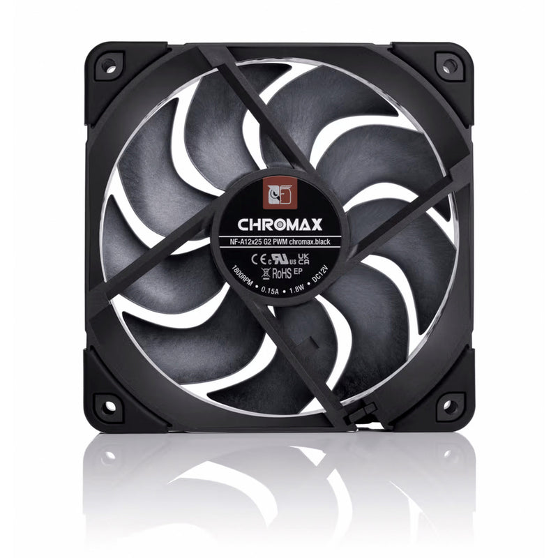 Load image into Gallery viewer, Noctua nf-a12x25 g2 pwm chromax.black case fan (zwart, 120 x 120 x 25 mm)
