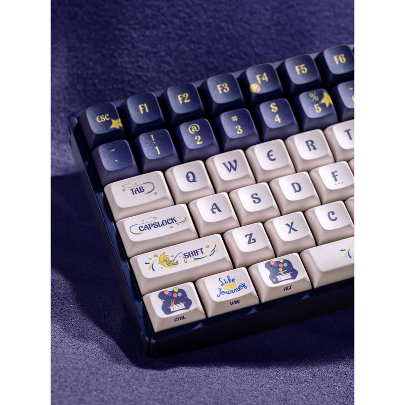 Afbeelding laden in galerijviewer, Iqunix f97 starry tryst rgb mechanisch gaming toetsenbord (donkerblauw, us lay-out (qwerty), iqunix silent rose, 96%, rgb leds, hot-swappable, pbt, 2.4ghz | bluetooth 5.1 | usb-c)
