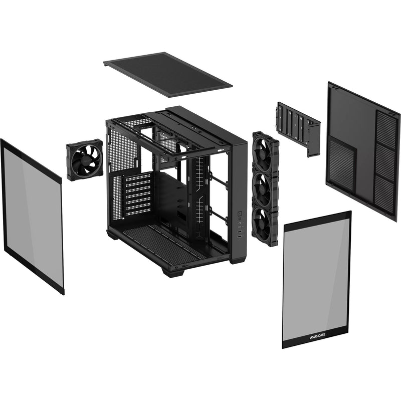 Load image into Gallery viewer, Asus a32 plus midi tower behuizing (zwart | 2x usb-a | 1x usb-c | rgb | tempered glass)
