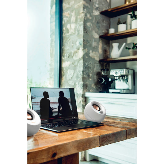 Creative pebble v3 pc-luidspreker (wit, bluetooth, usb-c, aux)