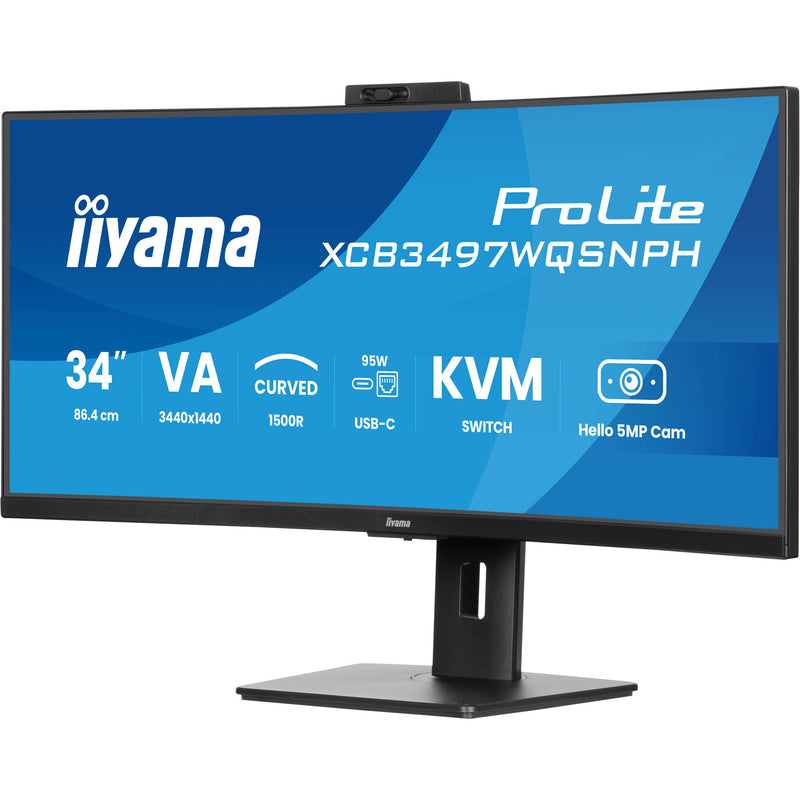 Load image into Gallery viewer, Iiyama prolite xcb3497wqsnph-b1 34 curved ultrawide monitor (zwart, 2x hdmi, displayport, 2x usb-a, 4x usb-c, rj-45)
