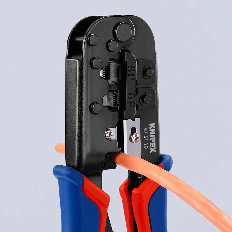 Load image into Gallery viewer, Knipex krimptang 97 51 10 sb (blauw rood, rj-11 12 en rj-45 stekker)
