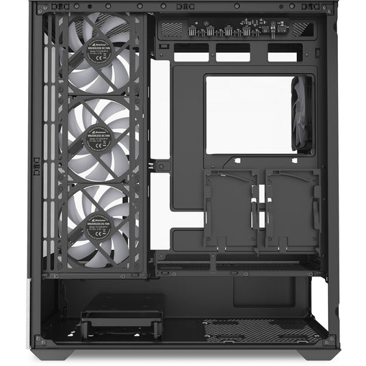 Sharkoon ak7 argb midi tower behuizing (zwart | 2x usb-a | 1x usb-c | rgb | tempered glass)