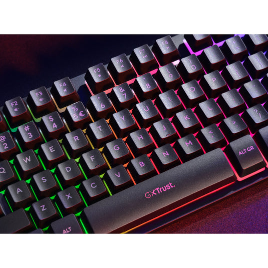 Trust gxt 833 thado toetsenbord met tkl-verlichting, gaming toetsenbord (zwart, us lay-out, 80% (tkl), rgb)