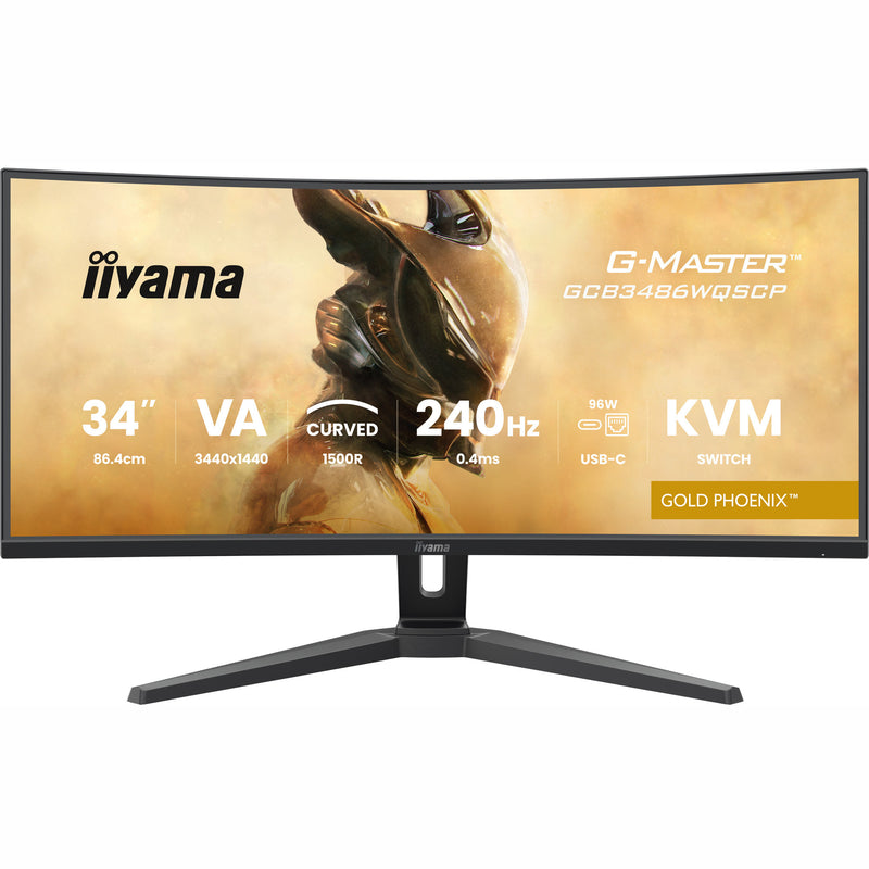 Load image into Gallery viewer, Iiyama g-master gold phoenix gcb3486wqscp-b1 34 curved ultrawide gaming monitor (zwart, 2x hdmi, displayport, 2x usb-a, 2x usb-c, rj-45, 240 hz)
