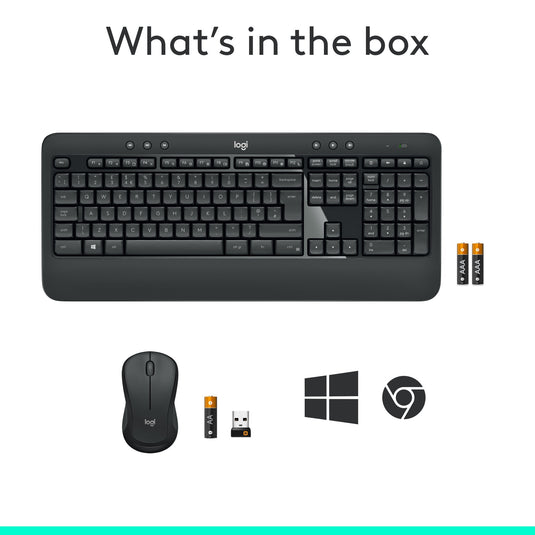 Logitech mk540 advanced draadloze desktopset (donkergrijs, eu lay-out (qwerty), 1000 dpi)