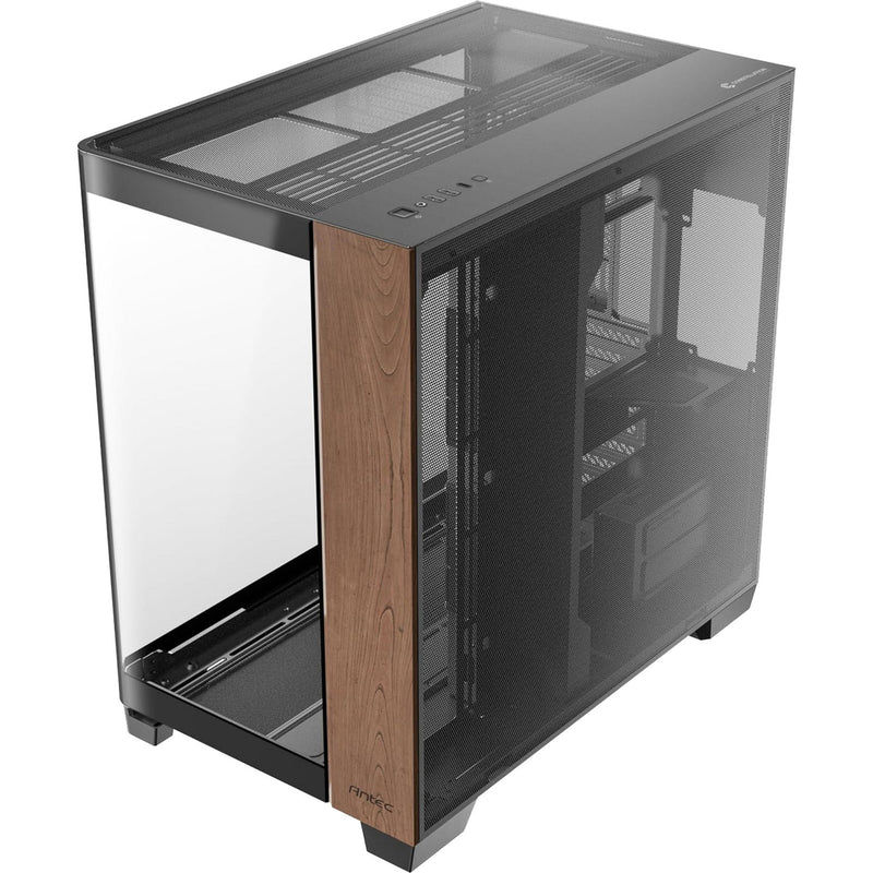 Load image into Gallery viewer, Antec c8 curve wood midi tower behuizing (zwart houtkleur | 2x usb-a | 1x usb-c | tempered glass)
