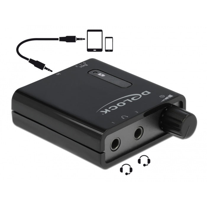 Load image into Gallery viewer, Delock portable stereo hoofdtelefoon versterker (zwart)
