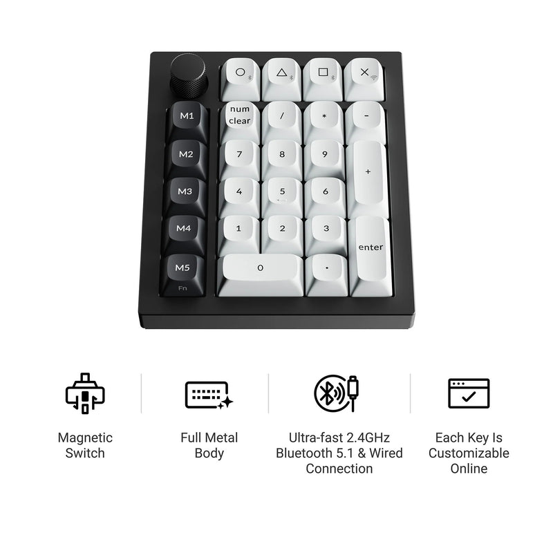 Load image into Gallery viewer, Keychron q0 he qmk wireless custom number pad rgb mechanisch numpad (zwart, us lay-out (qwerty), gateron double-rail magnetic nebula, hot-swap, rgb, double-shot pbt keycaps)
