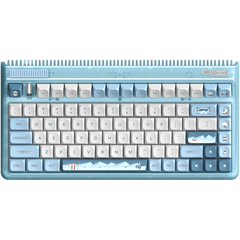 Load image into Gallery viewer, Iqunix og80 wintertide wireless mechanical keyboard, gaming toetsenbord (lichtblauw, us lay-out, cherry mx red, rgb leds, 80% (tkl), hot-swappable, pbt, 2.4ghz | bluetooth 5.1 | usb-c)
