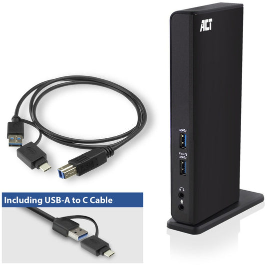 Act connectivity usb-c of usb-a dual monitor docking station (zwart)
