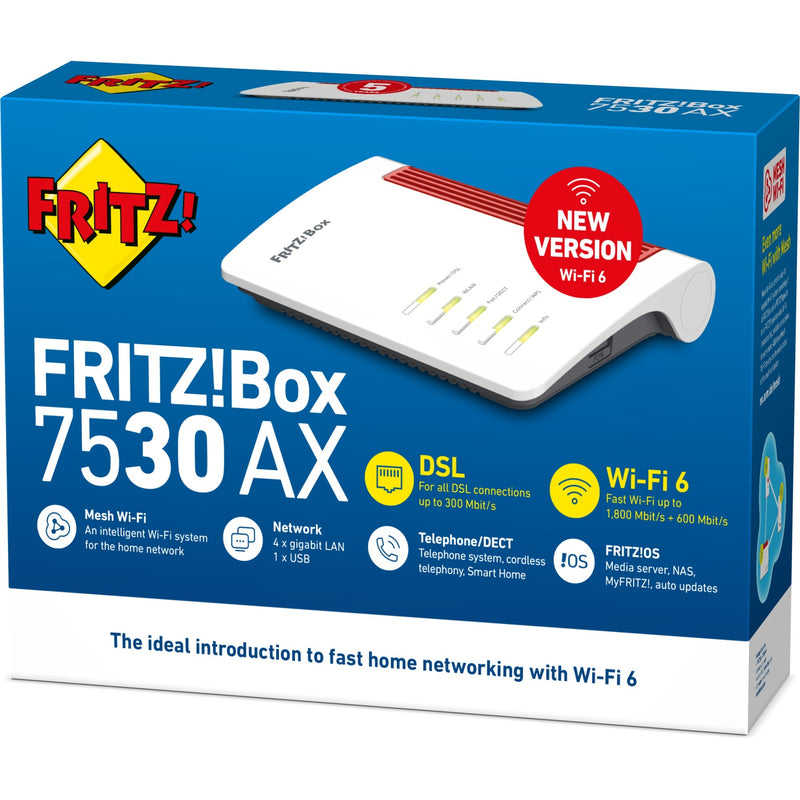 Load image into Gallery viewer, Fritz! box 7530 ax international router (wit rood, mesh wi-fi)
