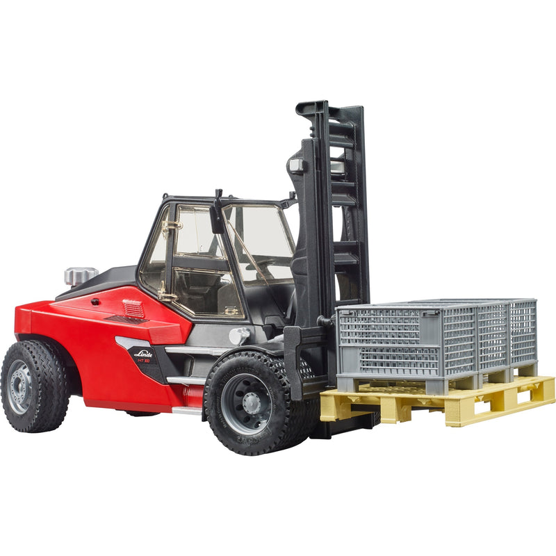 Load image into Gallery viewer, Bruder linde ht160s heftruck met pallet en 3 palletkooien modelvoertuig (02513)
