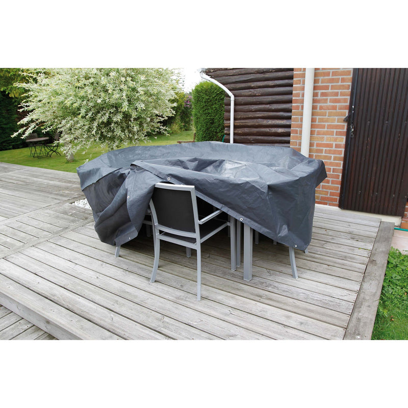 Load image into Gallery viewer, Nature tuinmeubelafdekhoes voor rechthoekige tafel en stoelen afdekking (grijs)
