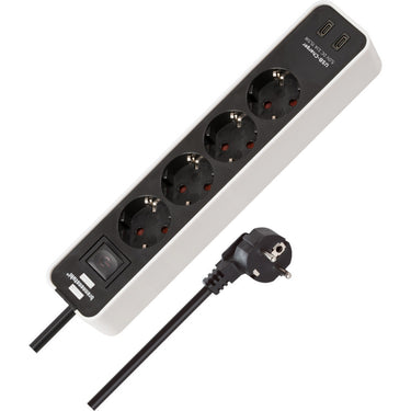 Brennenstuhl ecolor 4-voudige stekkerdoos met 2 usb-laadpoorten (meervoudige stekkerdoos usb c met schakelaar en 1,5m kabel)