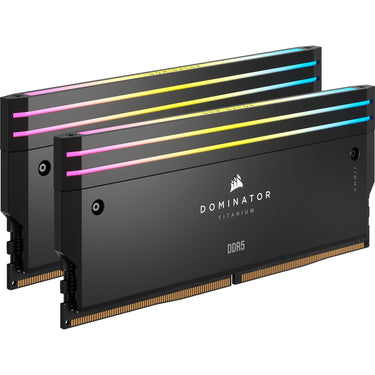 Corsair dominator titanium rgb 64 gb ddr5-6400 (2x 32 gb) werkgeheugen (zwart, cmp64gx5m2b6400c32, xmp 3.0)