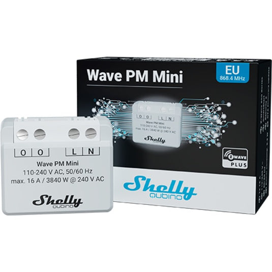Shelly qubino wave pm mini relais (lichtgrijs wit, 1-kanaals, z-wave)
