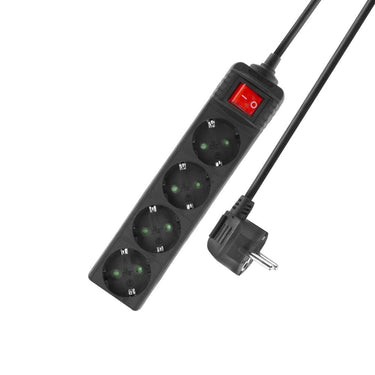 Act connectivity act stekkerdoos met lichtgevende schakelaar, 4 sockets, 2 m, zwart ac2440