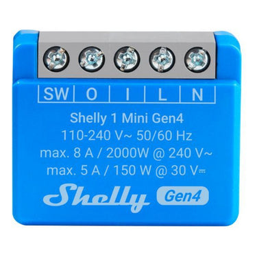 Shelly 1 mini gen4 relais (blauw, bluetooth 4.2, wi-fi)