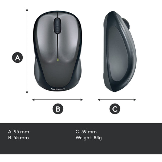 Logitech wireless mouse m235 (zwart grijs, nano-ontvanger)