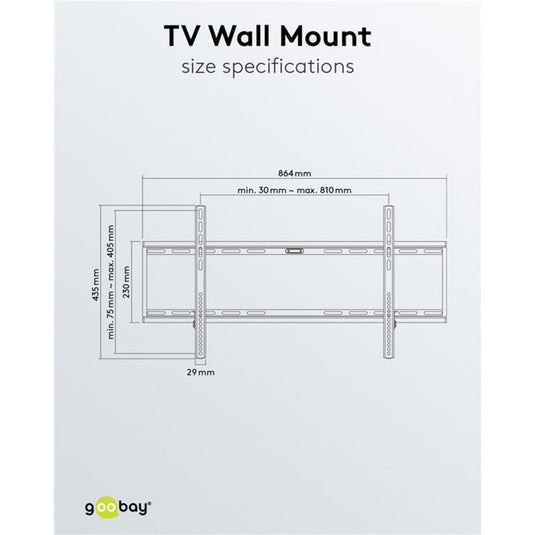 Goobay tv wall mount fixed 43 - 100 inch (109 - 254 cm), max. 70 kg wandmontage (zwart)