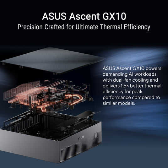 Asus ascent gx10 arm v9.2-a 128 1 mini-pc (donkergrijs | nvidia gb10 grace blackwell | dgx spark | nvlink-c2c | 128 gb | 1 tb ssd)