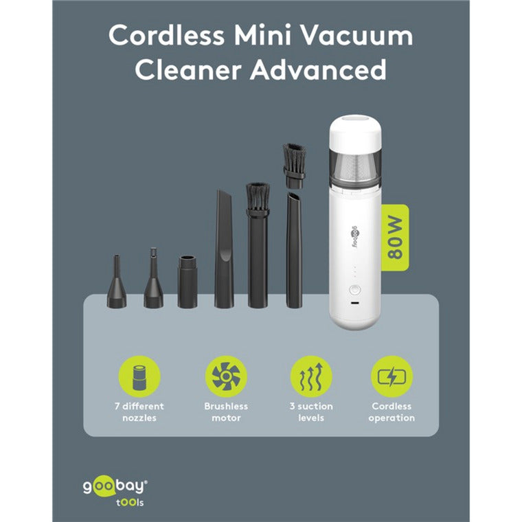Load image into Gallery viewer, Goobay cordless mini vacuum cleaner advanced handstofzuiger (wit)
