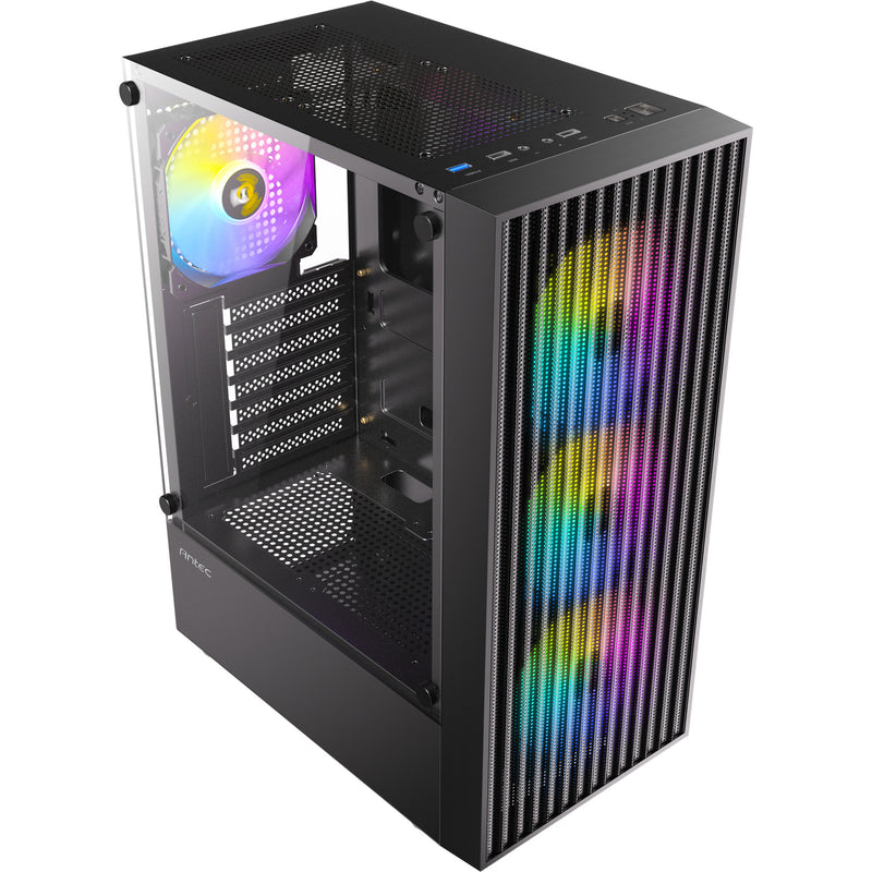 Load image into Gallery viewer, Antec ax27 rgb elite midi tower behuizing (zwart | 3x usb-a | tempered glass)
