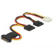 Delock sata 15 pin plug > 3 x sata receptacle + 1 x molex 4 pin female (pcb) kabel (20 cm)
