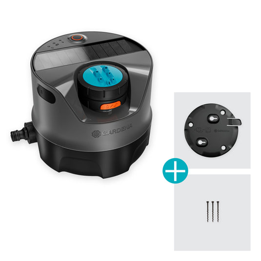 Gardena irrigatiesysteem aquaprecise op zonne-energie voor gazon sprinklersysteem (grijs turquoise, sproeioppervlak 320 m²)