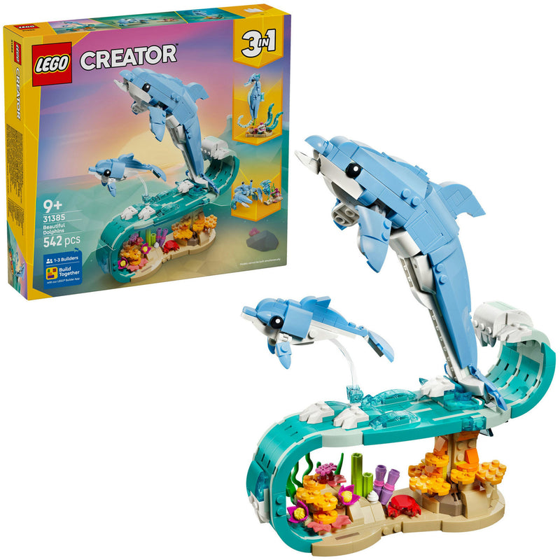 Load image into Gallery viewer, Lego ® creator 3in1 zeedieren: prachtige dolfijnen - bouw om tot een zeepaardje of krab - 31385
