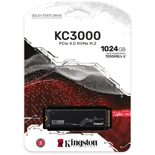 Kingston kc3000 1 tb ssd (zwart, skc3000s 1024g, pcie 4.0 nvme, m.2 2280)