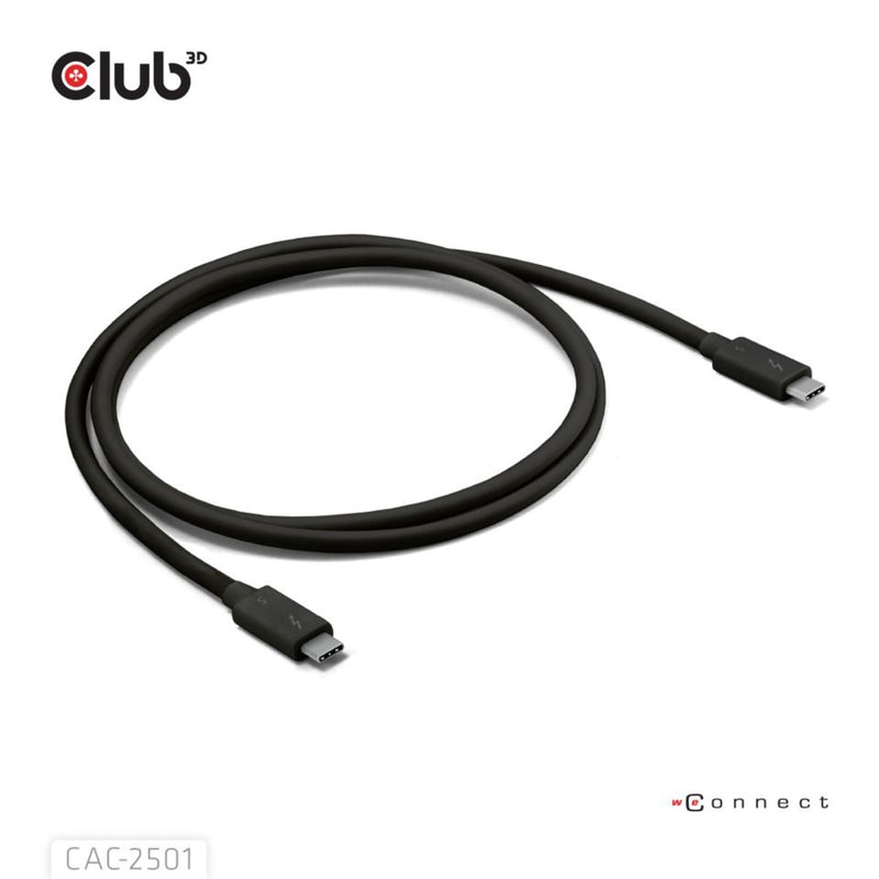 Afbeelding laden in galerijviewer, Club 3d thunderbolt 5 gecertificeerde 8k240hz kabel (zwart, data 80 120 gbps, epr 240 watt,1 meter)
