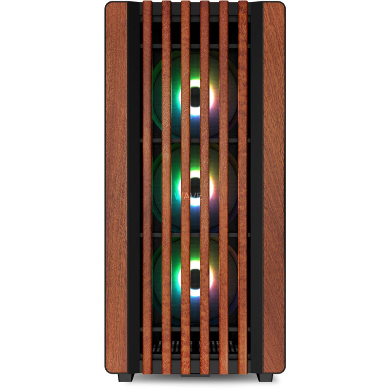 Load image into Gallery viewer, Sharkoon rebel c70g rgb midi tower behuizing (zwart houtkleur | 2x usb-a | 1x usb-c | rgb | tempered glass)

