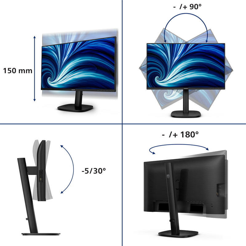 Load image into Gallery viewer, Philips 24b2u3601 00 23.8 monitor (zwart, hdmi, displayport, usb-c, lan, audio, 120 hz)
