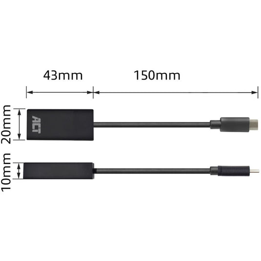 Act connectivity usb-c naar hdmi female adapter (zwart)