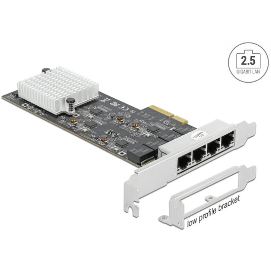 Delock pci express x4 naar 4 x rj45 2,5 gbe netwerkadapter