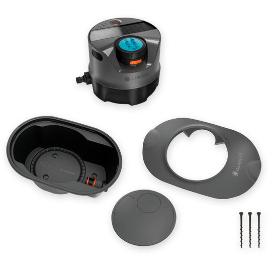 Gardena pipeline-irrigatiesysteem aquaprecise op zonne-energie voor gazon sprinklersysteem (grijs turquoise)
