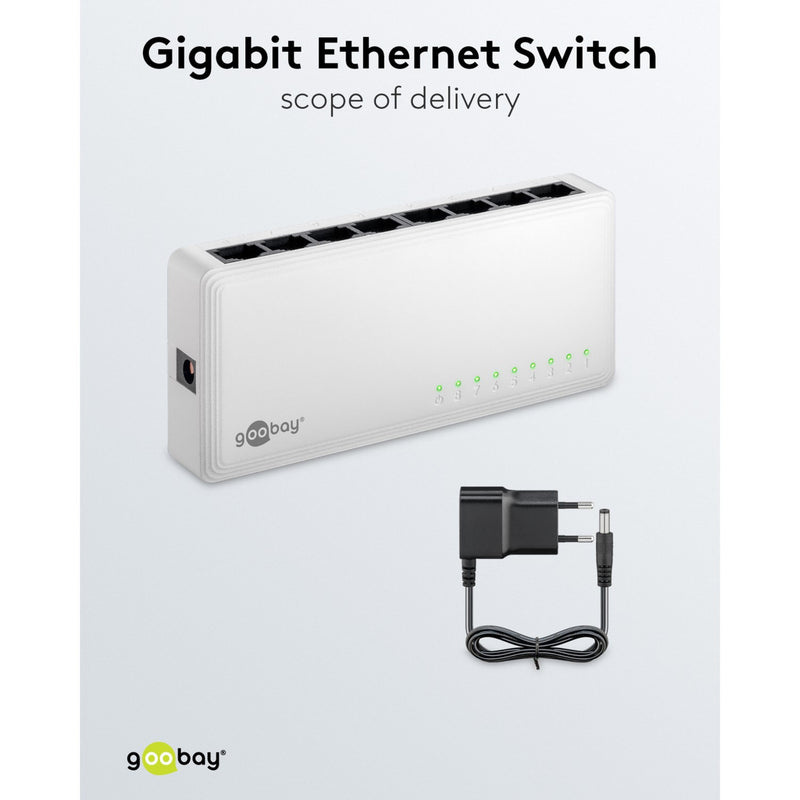 Load image into Gallery viewer, Goobay 8-poort gigabit ethernet switch (wit)
