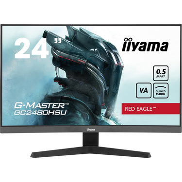 Iiyama g-master red eagle gc2480hsu-b1 23.6 curved gaming monitor (zwart, 2x hdmi, displayport, 2x usb-a, 180 hz)