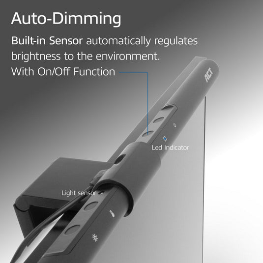 Act connectivity dimbare monitor led lichtbalk led-bar (zwart, usb-voeding, 3000k-6500k)