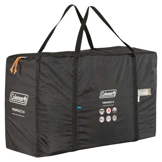Coleman vespucci 6 tent - 6 persoons tunneltent – uv guard spf50 zonbescherming – ventilatie – geïntegreerd grondzeil - grijs blauw